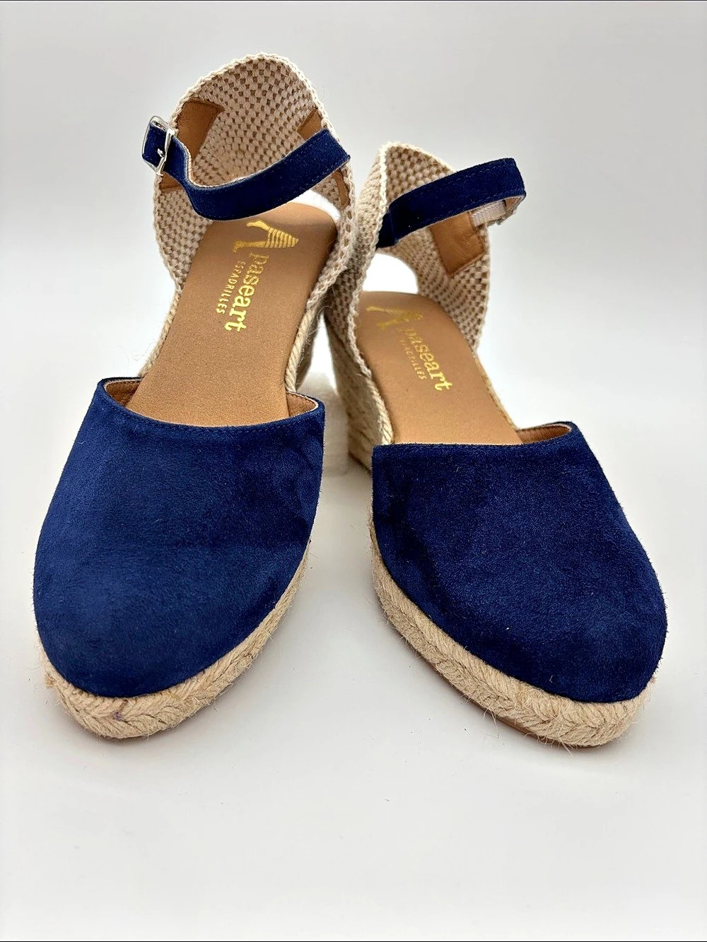 A PASEART Espadrille Women’s EU 36 Wedge Sandals Blue & Cream #779